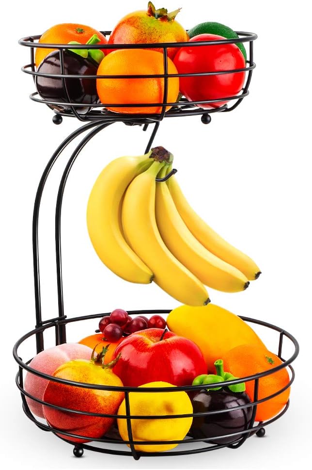 2-Tier Countertop Fruit Vegetables Basket Bowl Storage