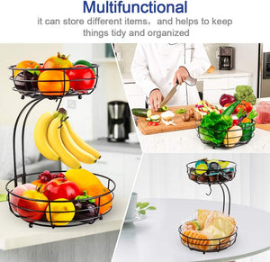 2-Tier Countertop Fruit Vegetables Basket Bowl Storage