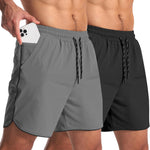 2 Pack Mens Workout Athletic Shorts