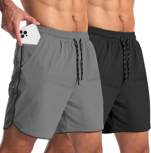 2 Pack Mens Workout Athletic Shorts