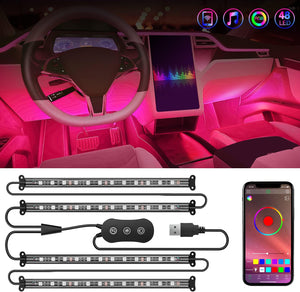 4PCS USB Interior Car Lights 48 LEDs