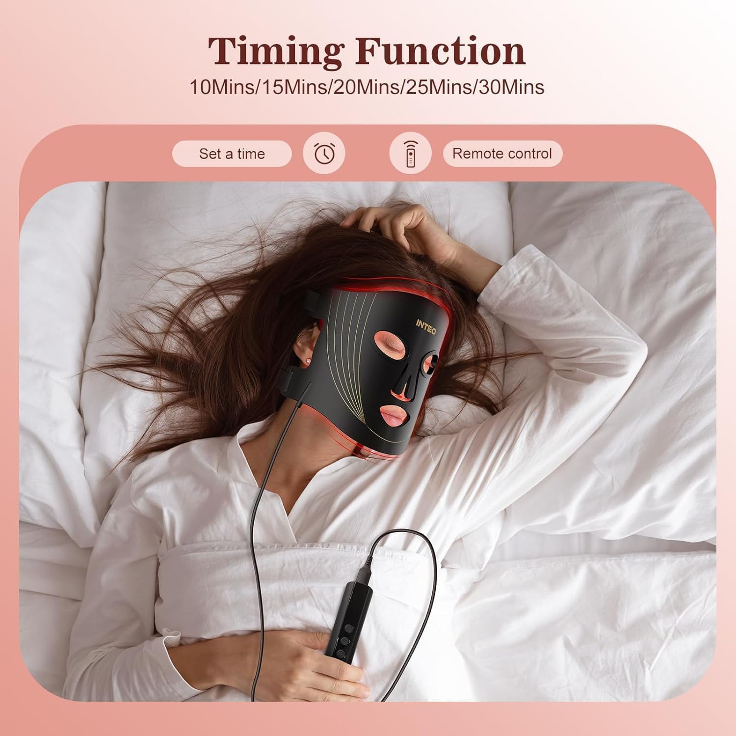 Red Light Therapy for Face, 3 Modes Portable Led Face Mask Light Therapy