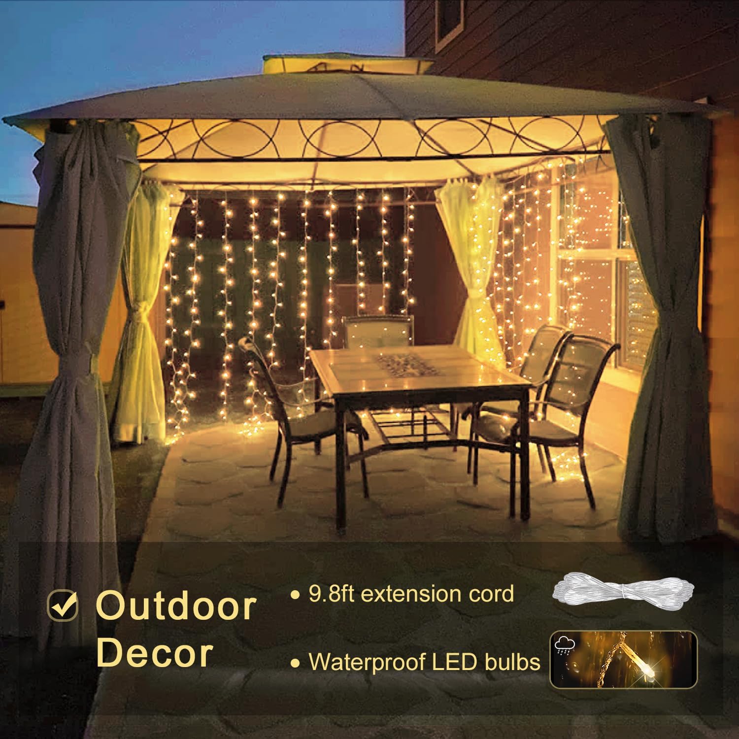 300 LED Remote Control Christmas Curtain Lights