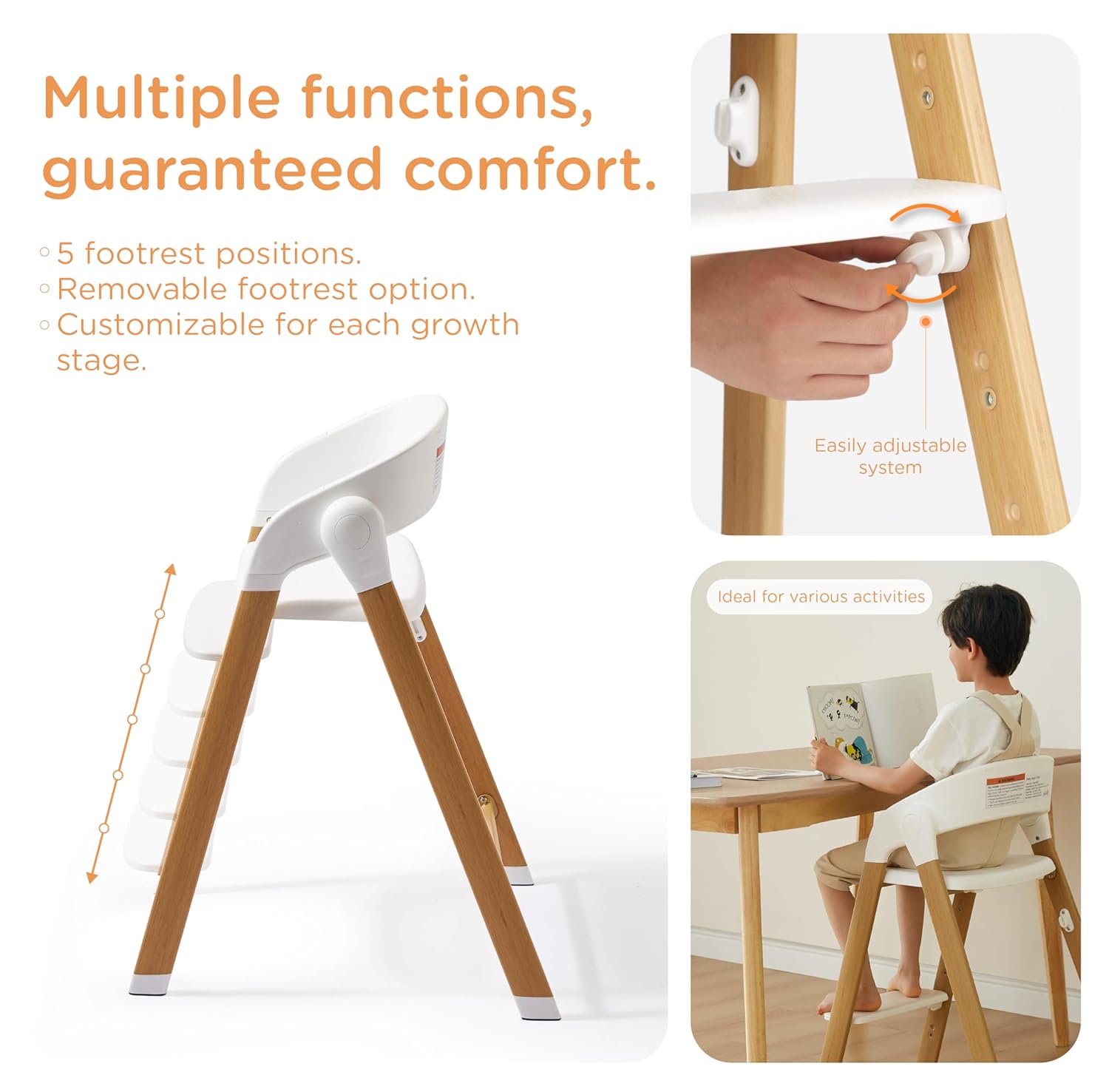 High Chair for Babies and Toddlers Adjustable Foldable Convertible