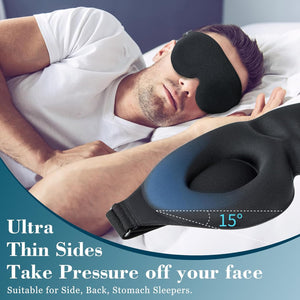 3D Sleep Mask for Side Sleeper, 100% Light Blocking Sleeping Eye Mask