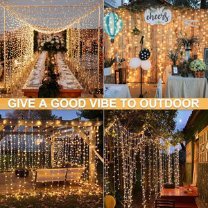 300 LED Remote Control Christmas Curtain Lights