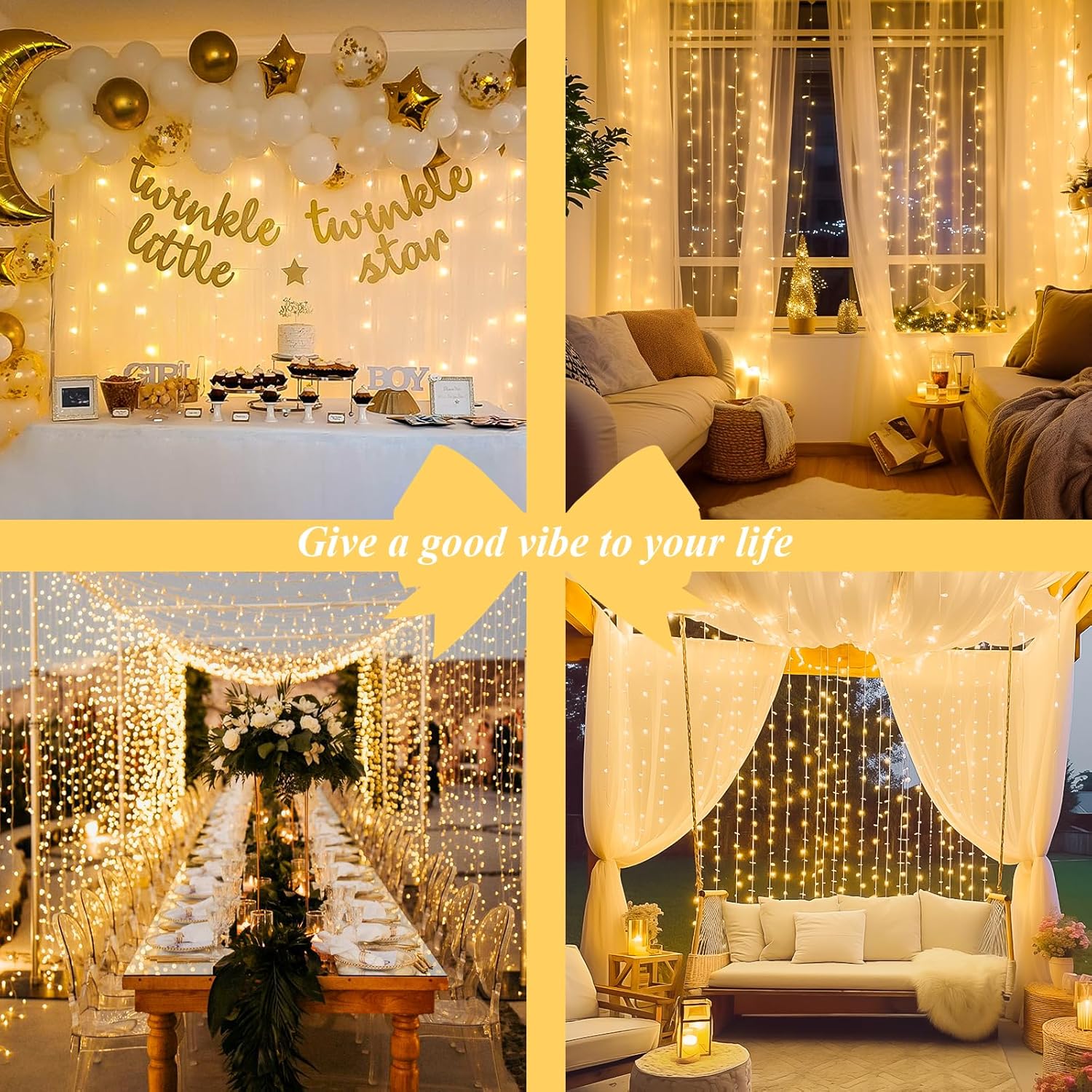 300 LED Remote Control Christmas Curtain Lights