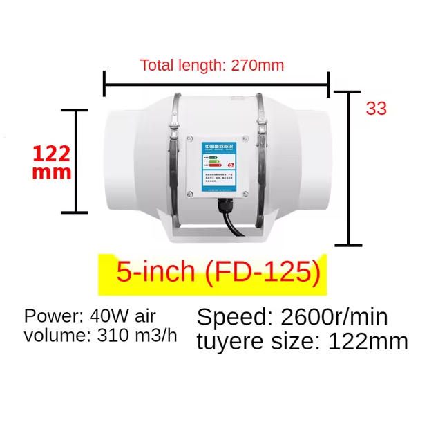 WhisperFlow 220V Inline Exhaust Fan